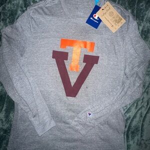 NWT Vintage Logo VT Virginia Tech Long Sleeve Tee Grey Hokies 🦃🏈